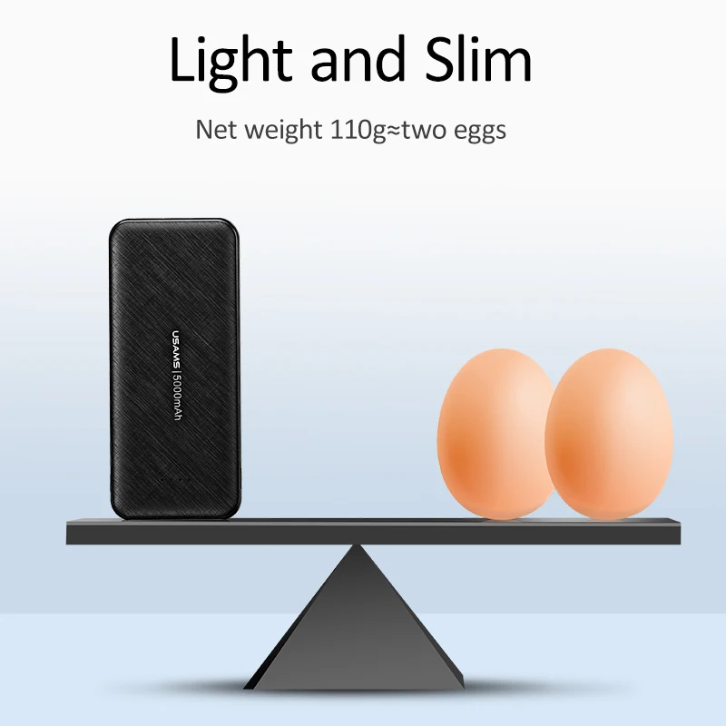 USAMS 5000mah внешний мини аккумулятор банк питания ультра тонкий Быстрая зарядка pover