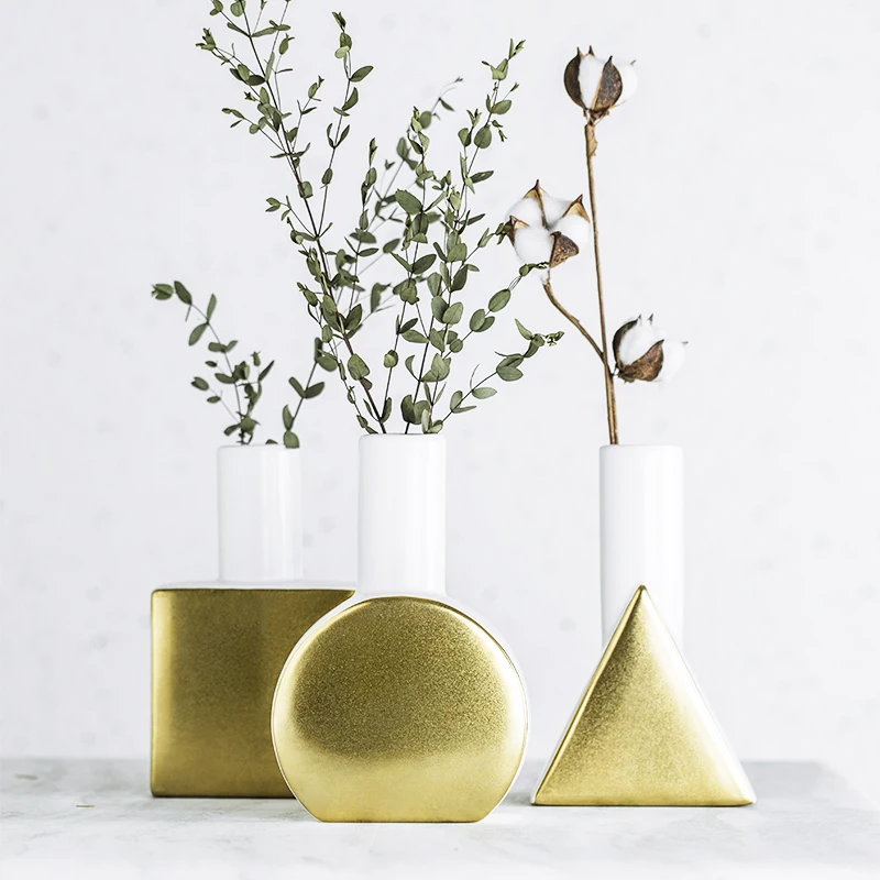 

Modern Minimalist Creative Geometric Vase Home Decoration Dried Flower Flower Arrangement Accessories Ceramic Vase Decoration