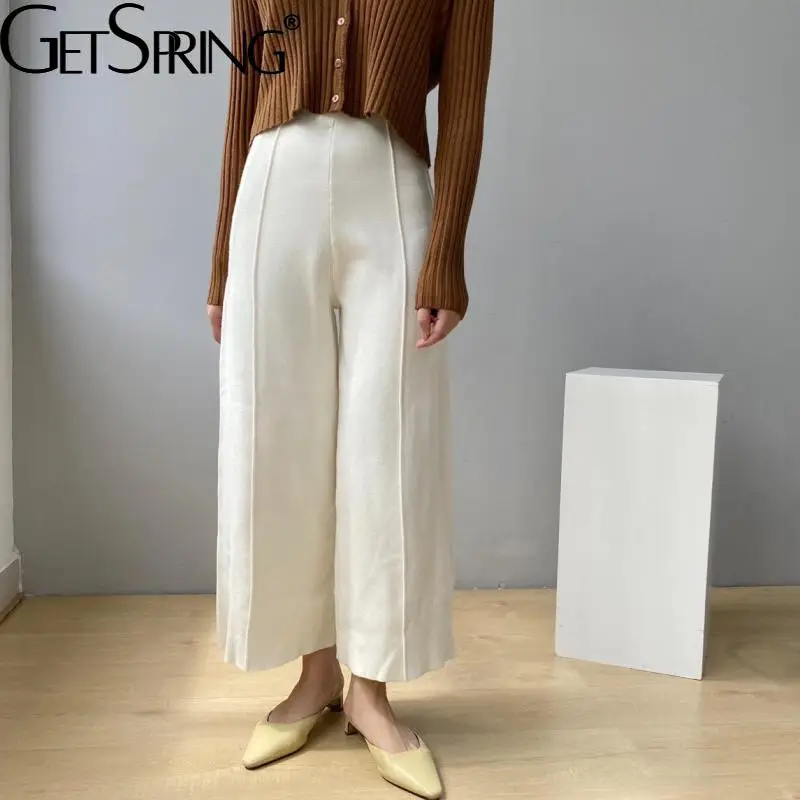 

Брюки Getspring женские утепленные до щиколотки, брюки с завышенной талией и широкими штанинами, винтажные штаны на осень и зиму