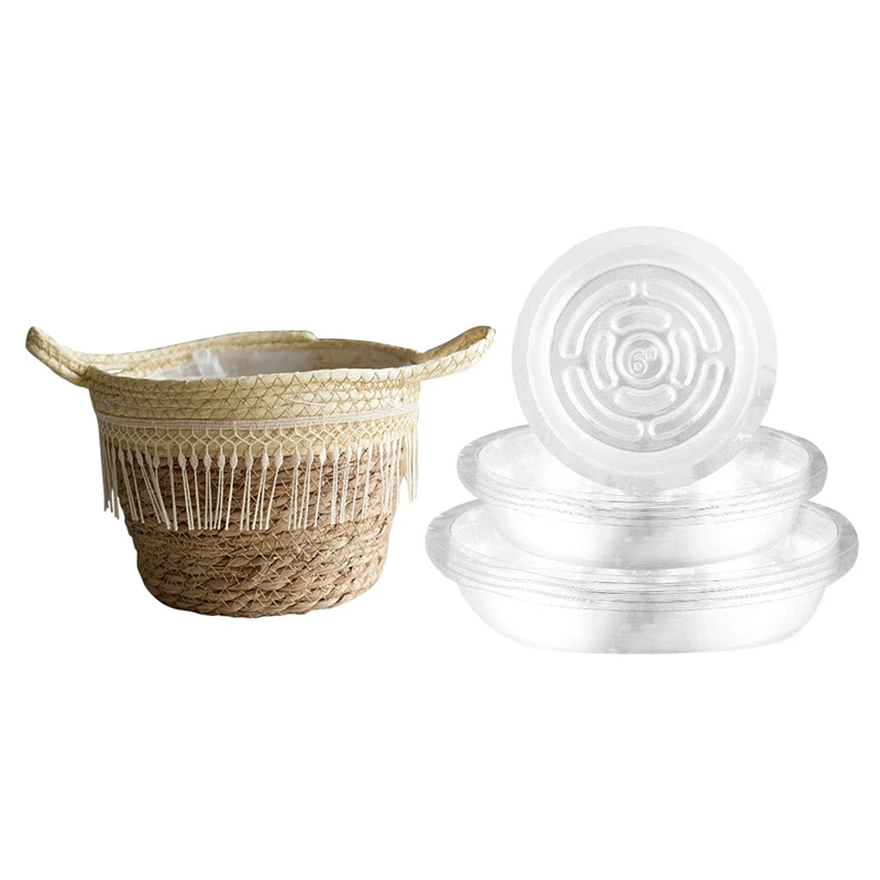 

Декоративные бахромные горшки макраме в стиле бохо с 18 шт прозрачными блюдцами для растений пластиковые капельные подносы горшок для цвето...