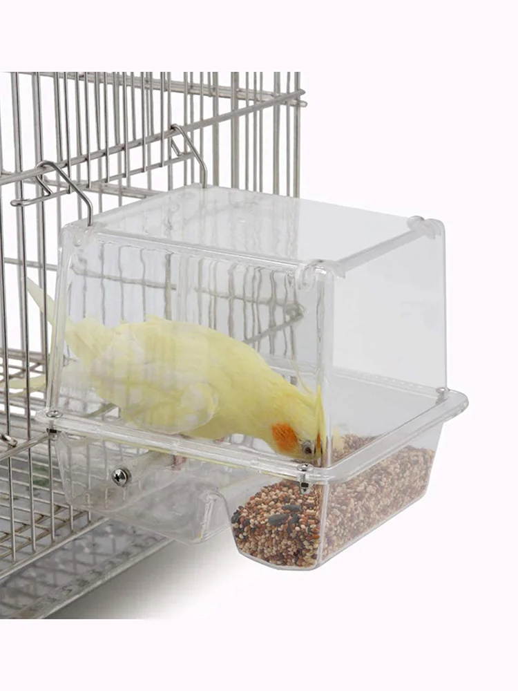 

Parrot Shower Box Bird Bath Tub Case Cleaning Tool Plastic Cage Transparent Tub Hanging with Hooks for Bird Cage