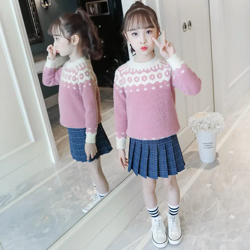 Свитера для маленьких девочек зима 2019 г. Новая модная Стильная трикотажная