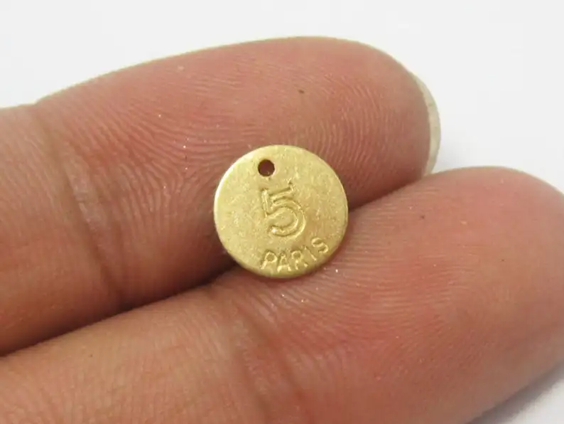 

50pcs Brass coin charms, 5 paris Brass round charm, 9x0.7mm, Brass Stamping tags, Jewelry making - R671