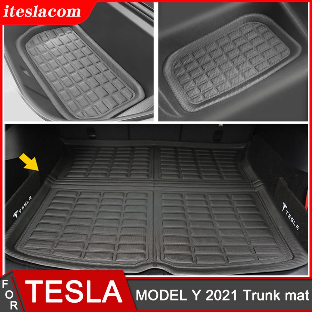 

Новинка 2021 г., коврик для багажника Tesla Model Y, высококачественный защитный коврик, аксессуары, Автомобильный задний багажник, коврик для груза...