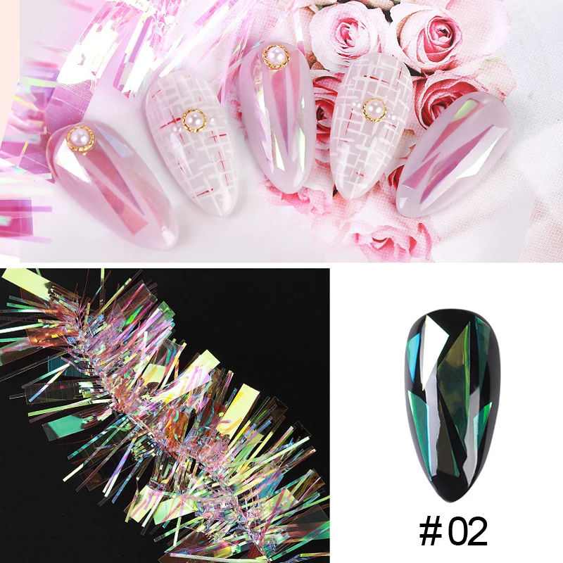 1 лист голографическая Стекло ногтей Стикеры градиент Аврора передачи Фольга
