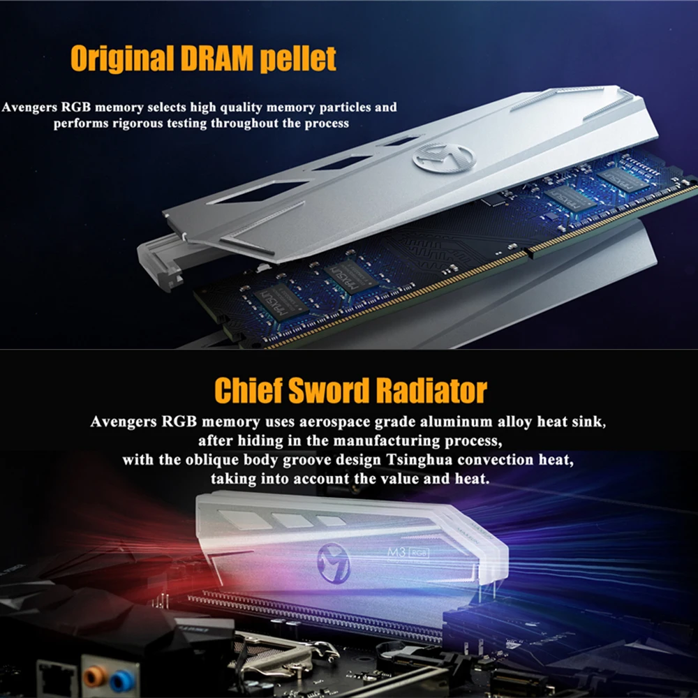 Модуль оперативной памяти MAXSUN с RGB-подсветкой ddr4 8 ГБ 3200 МГц интерфейс 288Pin