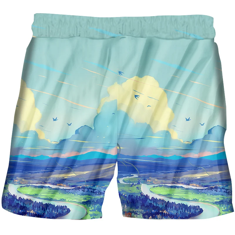 

CJLM 3D Full Body Printed Sports Shorts Men's Summer Casual Shorts Fun Pants New Comic Landscape Painting Oversized DropShipping
