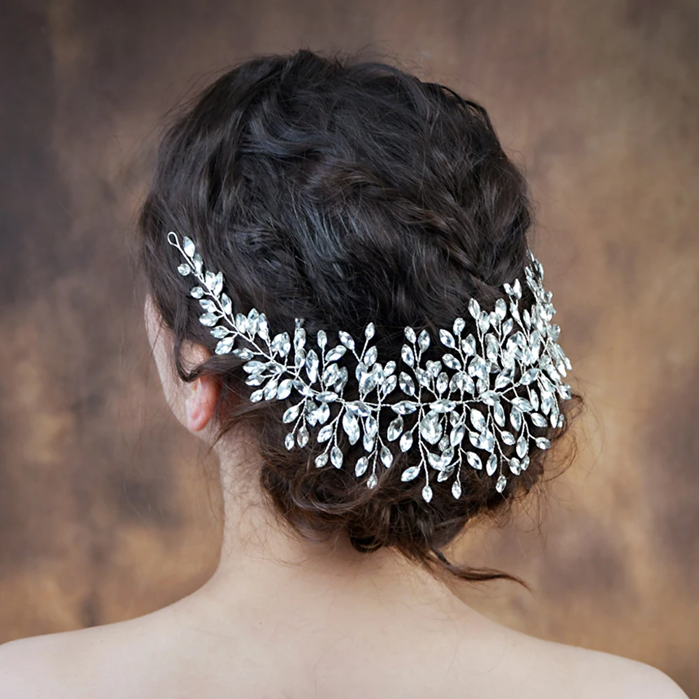 

TRiXY H237-S Silver Bride hair vine wedding tiara headpiece rhinestone crystal bridal headdress wedding headpieces women jewelry