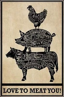 cow pig chicken wall decoration animal retro tin sign farm metal sign bar art poster 8x12 inch