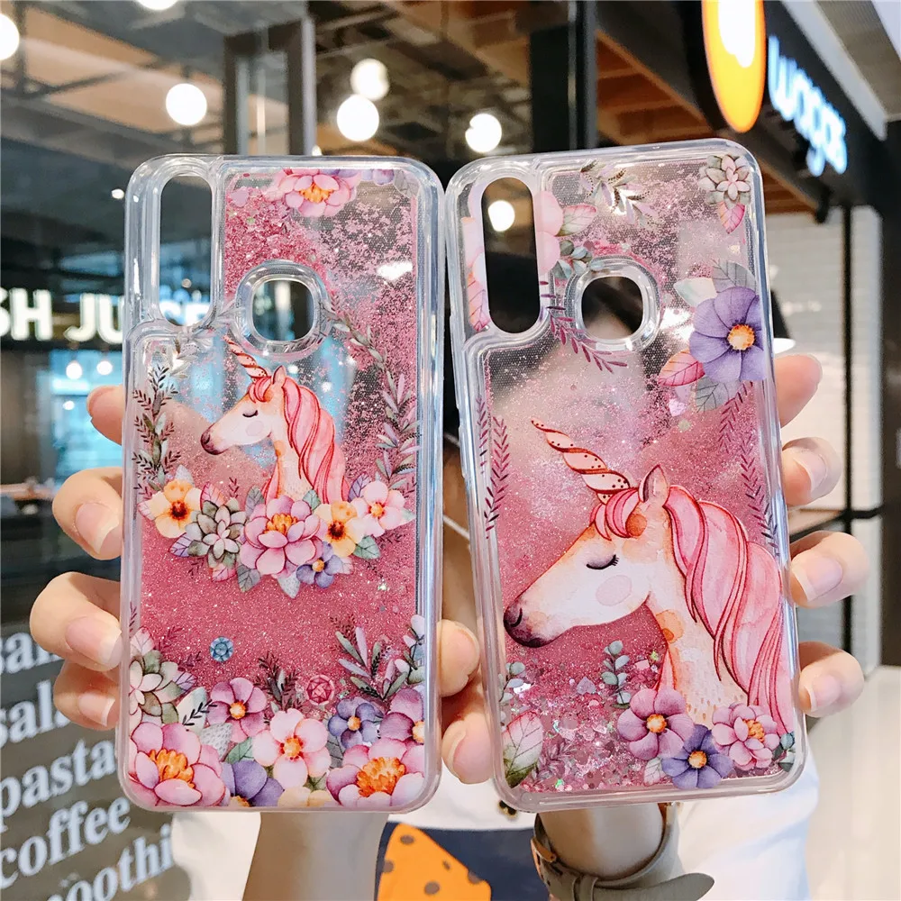 

Wreath Unicorn Liquid Phone Case For Huawei Mate 10 20 20X 30 P8 P9 P10 P20 P30 P40 Pro Plus Lite E 2017 Glitter Quicksand Cover
