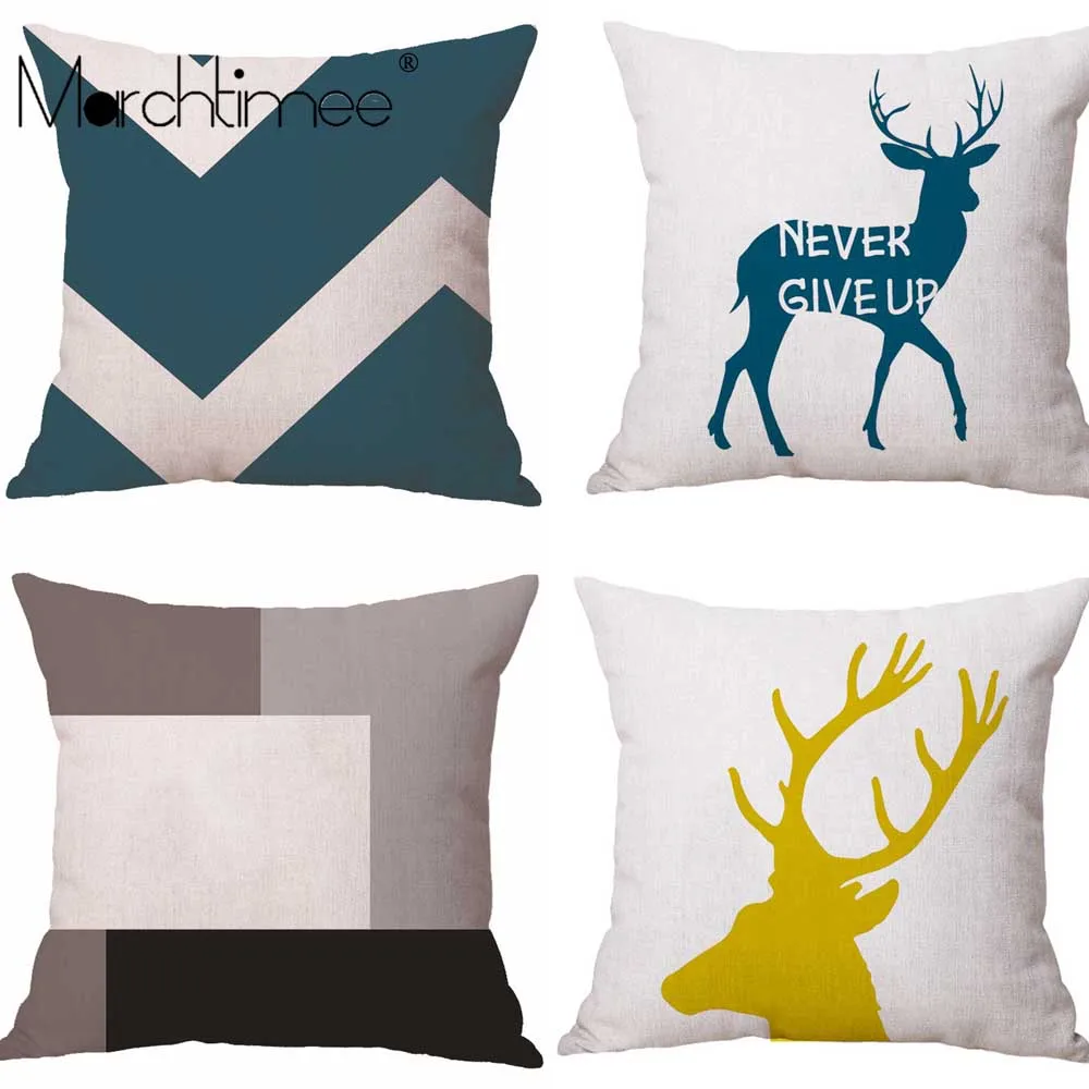 Navy blue Beige Geometric Abstract Decorative Pillow Cases P