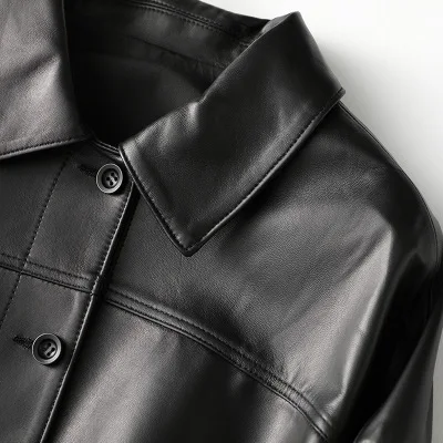 

2020 Women Spring Genuine Real Sheep Leather Jacket H9