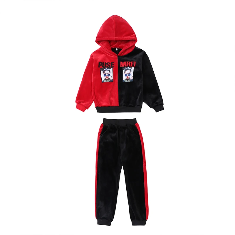 

Girls Spring Autumn Sports Hooded Clothing Sets Big Kids Sweater Pants 2pcs Outfits Children Casual Printed Tracksuits