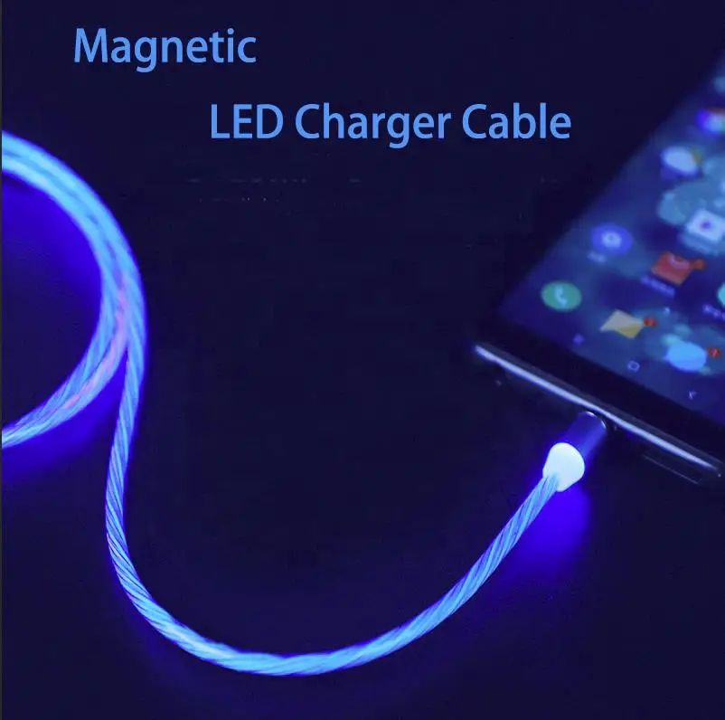 

50 шт./лот, магнитный светодиодный кабель Micro USB для Samsung S10 S9 Type-C, usb-кабель для зарядки iPhone 1 м, Магнитный зарядный кабель
