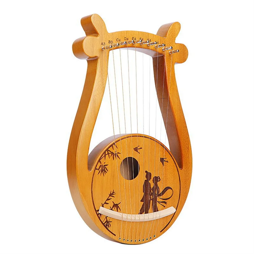 10-String Wooden Lyre Harp Resonance Box String Instrument & Tuning Hammer 5 Styles Harp Lyre String Musical Instrument For Kids
