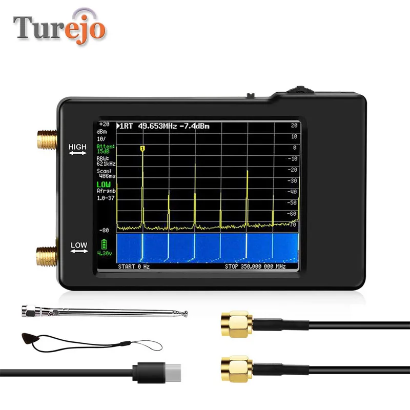 

Handheld Tiny Spectrum Analyzer TinySA 2.8‘’ Touch Screen Network Analyzer 0.1MHz~ 960MHz MF/HF/VHF UHF Audio Antenna Analyzer