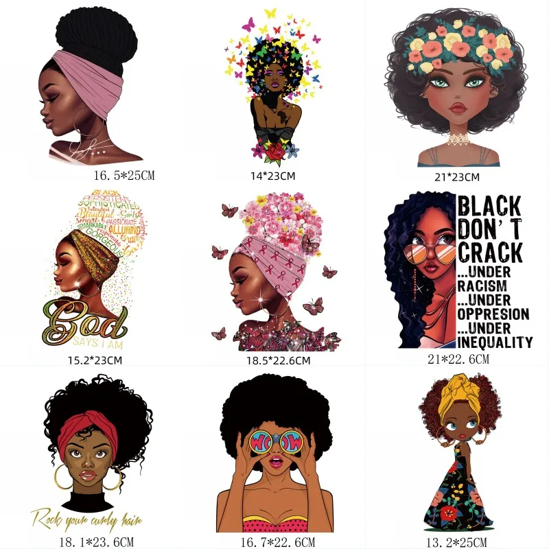 

Beauty Girl Iron On Patches For DIY Heat Transfer Clothes T-Shirt Thermal Stickers Decoration Printing