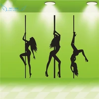 set of 3 pole dancers silhouette vinyl wall stickers home decorwall stickers for living rooms and bathroom