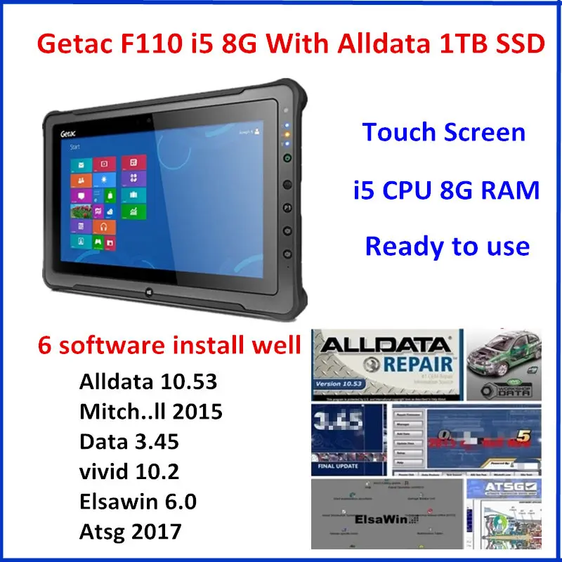 2021 б/у ноутбук для Getac F110 Tablet i5 5200U 8G жесткий экран с программным обеспечением AllData