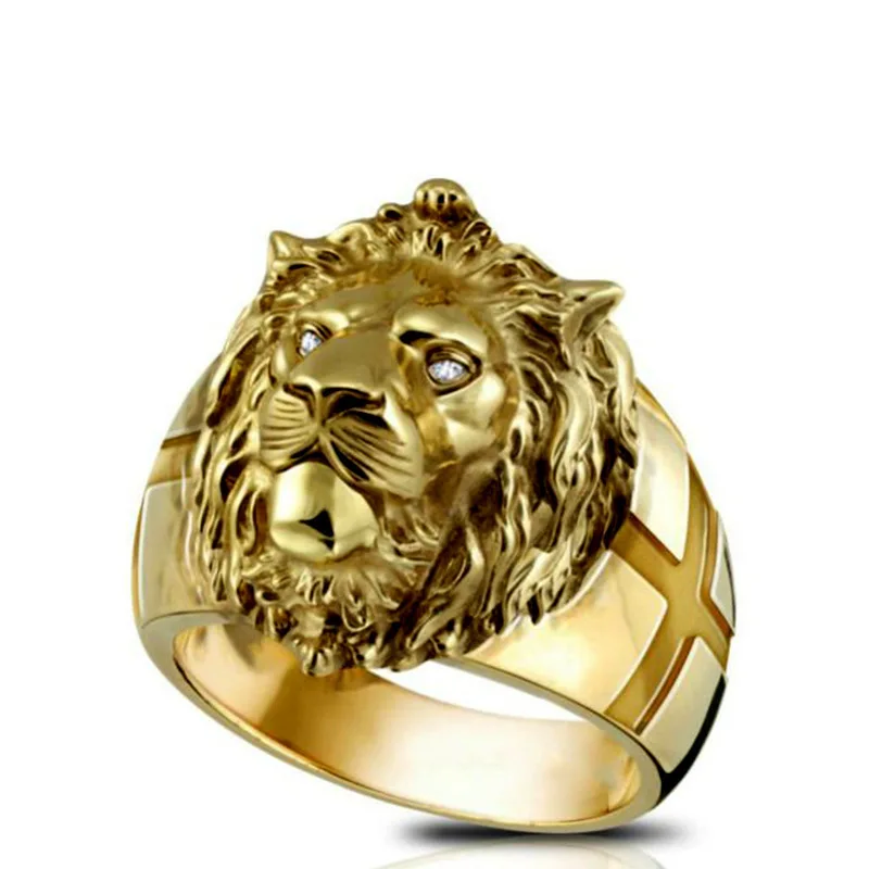 NPKDS Hot Style Golden Lion Head Ring Stainless Steel Cool Boy Band Party Domineering Men's | Украшения и аксессуары