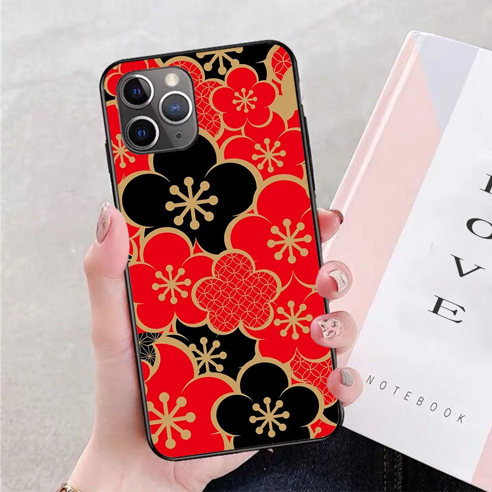 

For iPhone Japanese kimono Soft TPU Border Apple iPhone Case