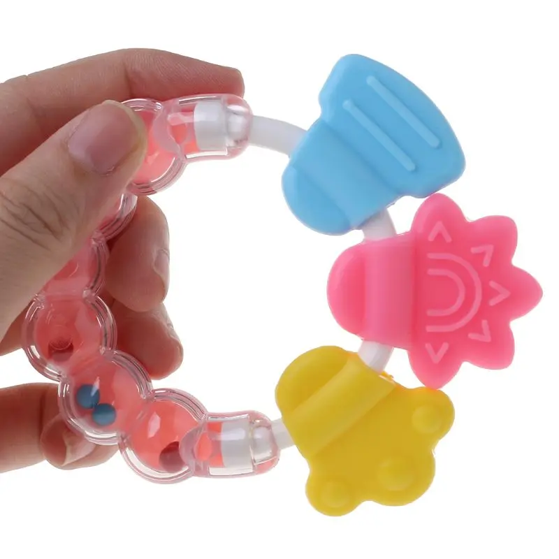 

Baby Teether Bell Toys Silicone Shake Sound Educational Rattle Jingle Teething