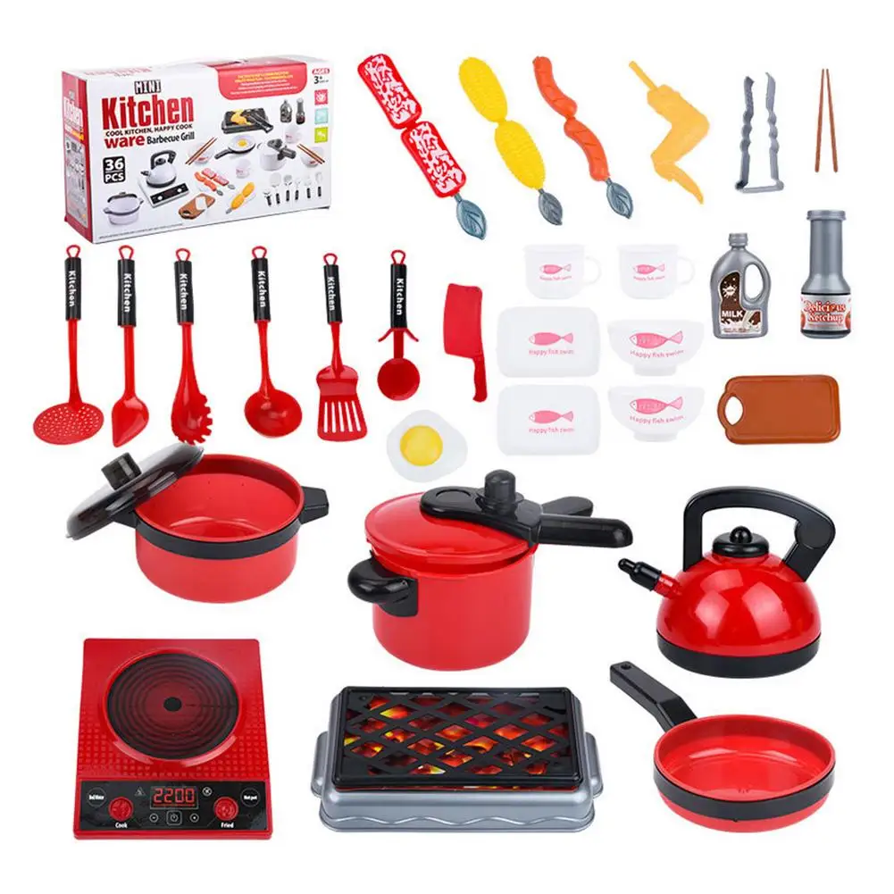 

Кухонный игрушечный набор, кухонные аксессуары для игр с кастрюлями и кастрюлями, скороварка, кастрюля с кипящей водой, игрушка для игровог...