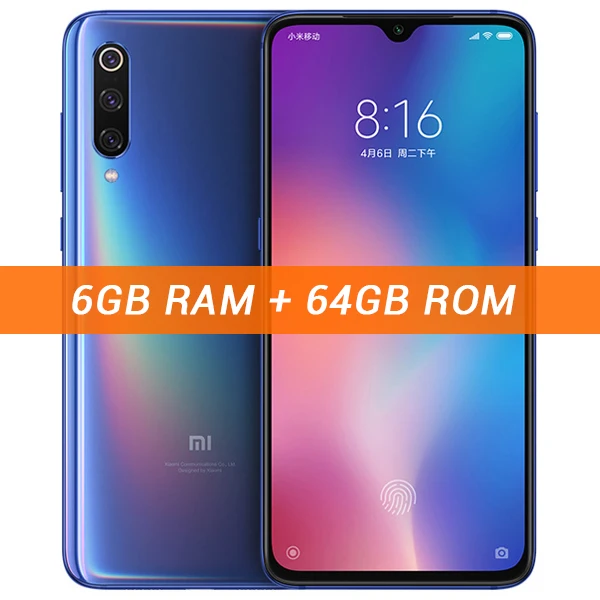 6GB 64GB Blue Глобальная версия,, Xiaomi mi 9, 6 ГБ, 64 ГБ, mi 9, Смартфон Snapdragon 855, четыре ядра, 6,39 дюймов, AMOLED, полный экран, 48мп, камера заднего вида - Цвет: 6GB 64GB Blue