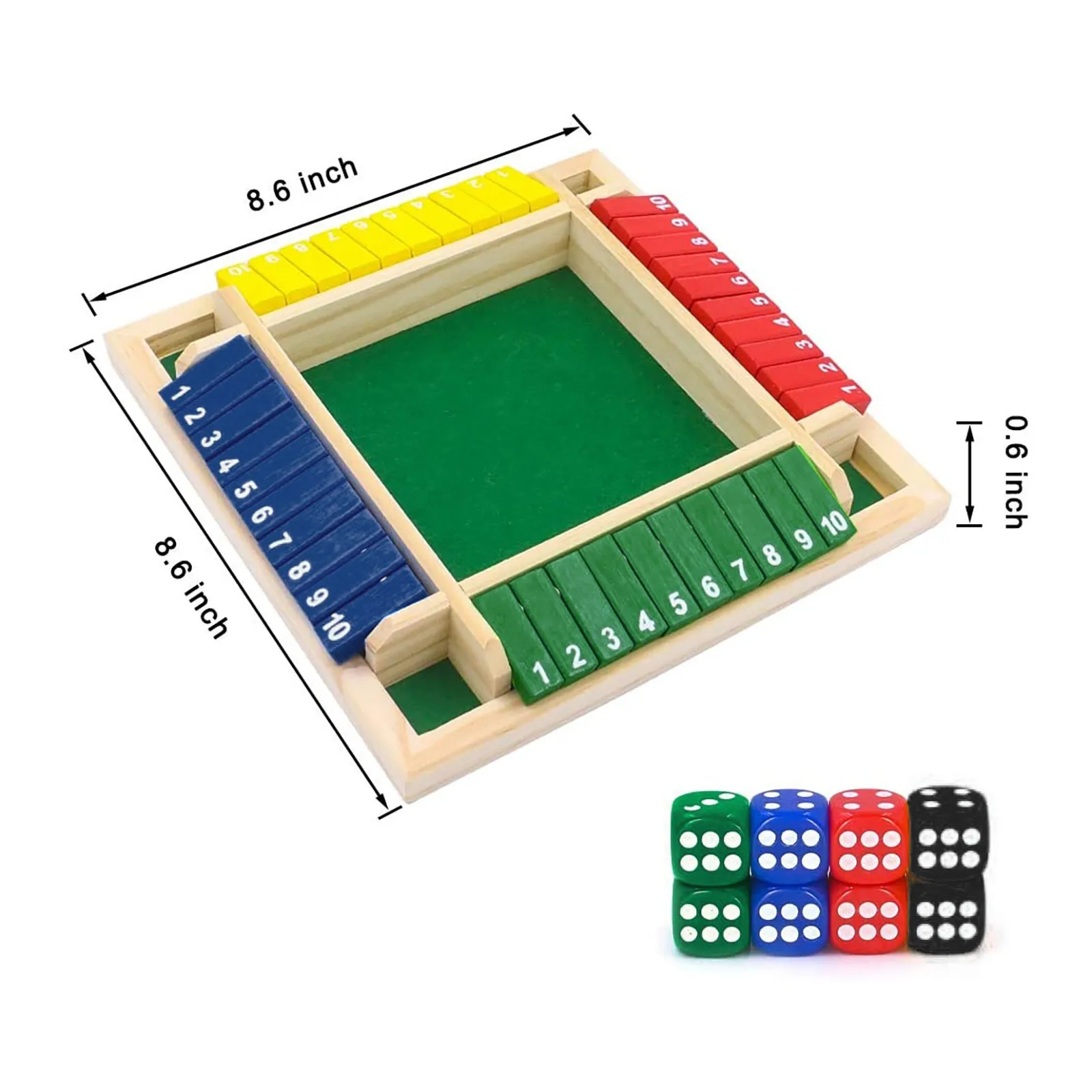 

Shut The Box Dice Board Game Board Game In French Creative Toys 4 Sided 10 Number Wooden Flaps & Dices Game Set For 4 People Pub