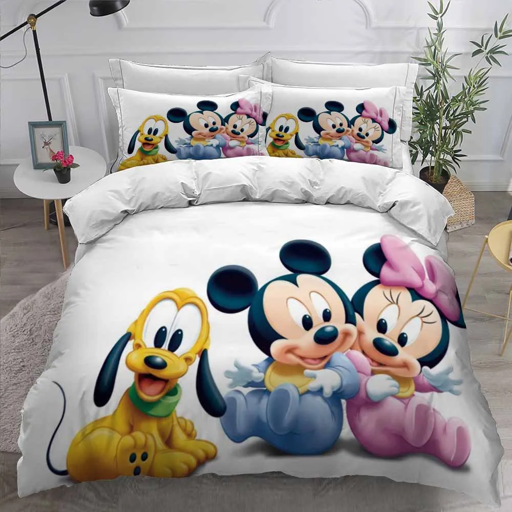 

Disney Mickey Minnie Mouse Bedding Set Kids Cartoon Comforter Duvet Cover Pillowcases Twin Full Queen King Size Bed Sets Gifts