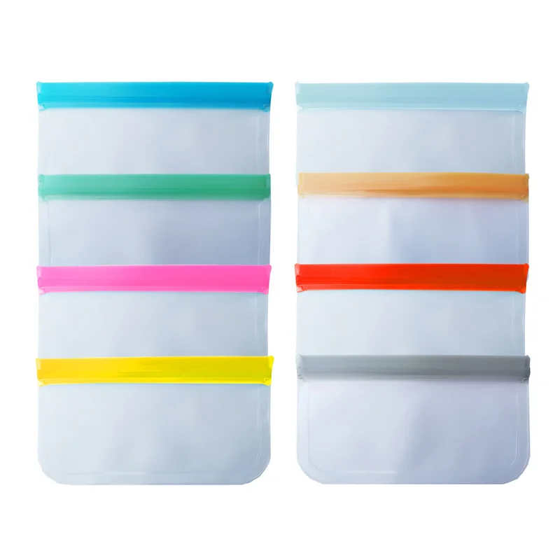 Reusable Models Silicone Food Storage Bag Leak Freezer Fruit Lunch Translucent Frosted PEVA 8 Colors | Дом и сад