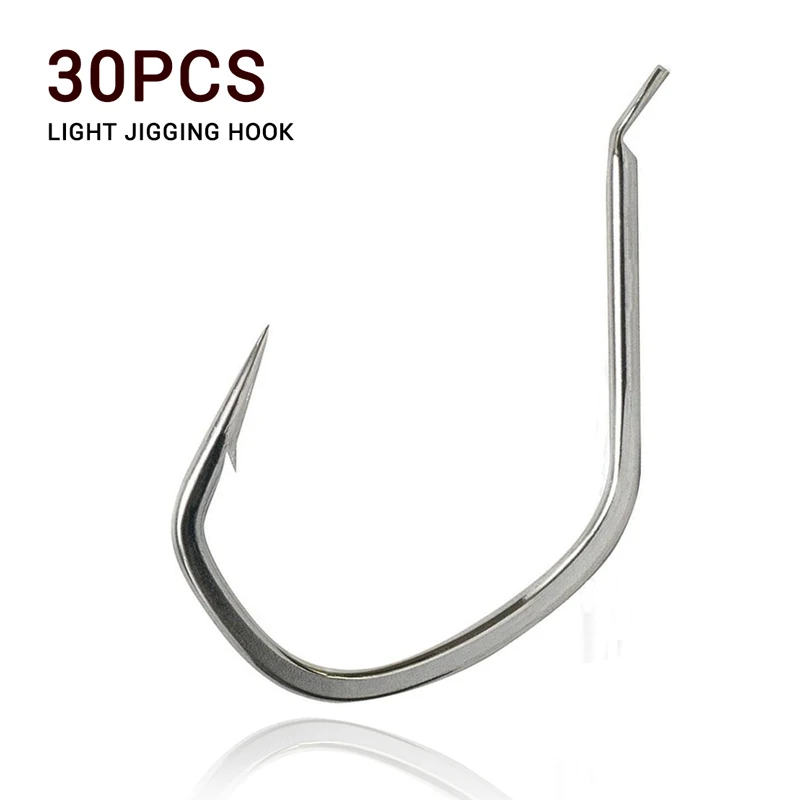 30PCS Jigging Hooks Saltwater SJF39-1/0.2/0.3/0.4/0 Fishing Hooks Japan For Slow Hook Jigging Head Hook Fishing Accessories