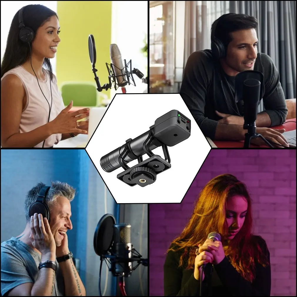 

REC03 Noise Reduction Portable Microphone For DSLR Camera Smartphone Rechargeable Mic With Shock Mount