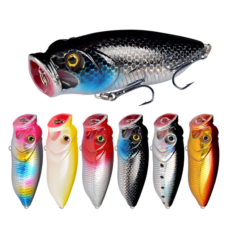 

1pcs Fishing Lures Topwater Popper Bait 8cm 15g Hard Bait Artificial Wobblers Plastic Fishing Tackle with 6# Hooks