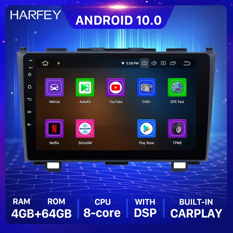 Harfey 9 &quot4 + 64 ГБ Android 10 0 DVD мультимедийный плеер для Honda CRV 2006 2007 2008-2011 автомобильное