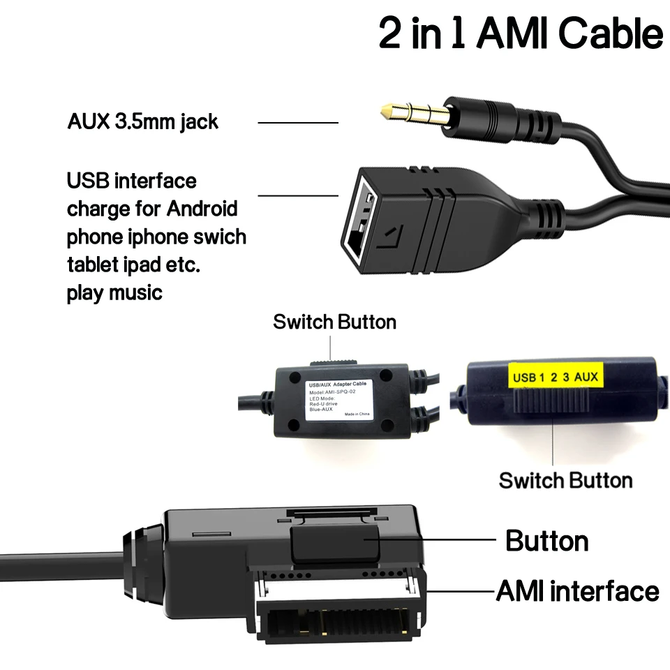 AUX аудио кабель MDI AMI MMI интерфейс USB разъем 3 5 мм Штекер для Audi A6L A8L Q7 A3 A4L A4 A6 A5 A1 S5 Q5 B6