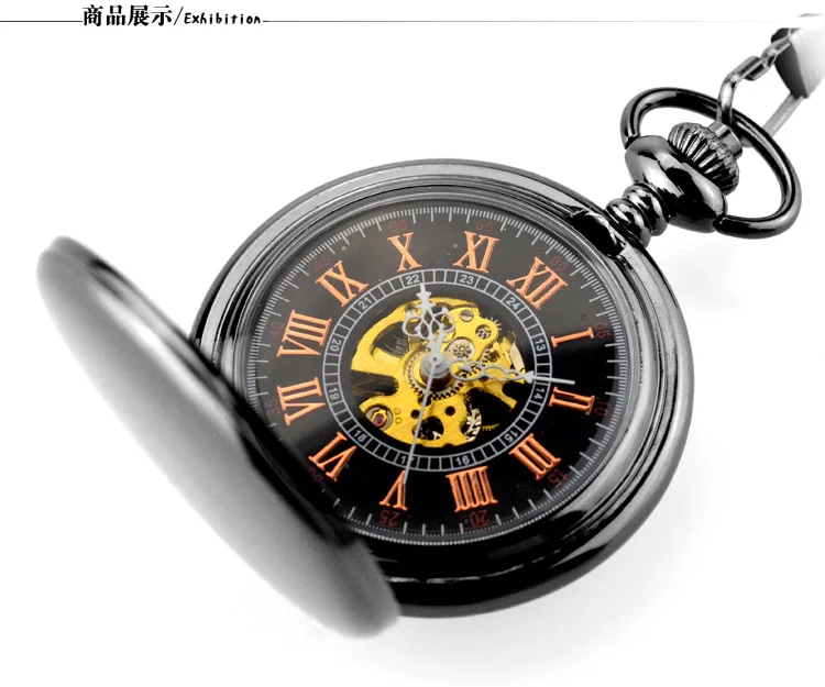 Silver Polished Skeleton Hand Style Mechanical Pocket Watch Vintage Gentleman Pendant Accessories Clock Fashion Men's Watch