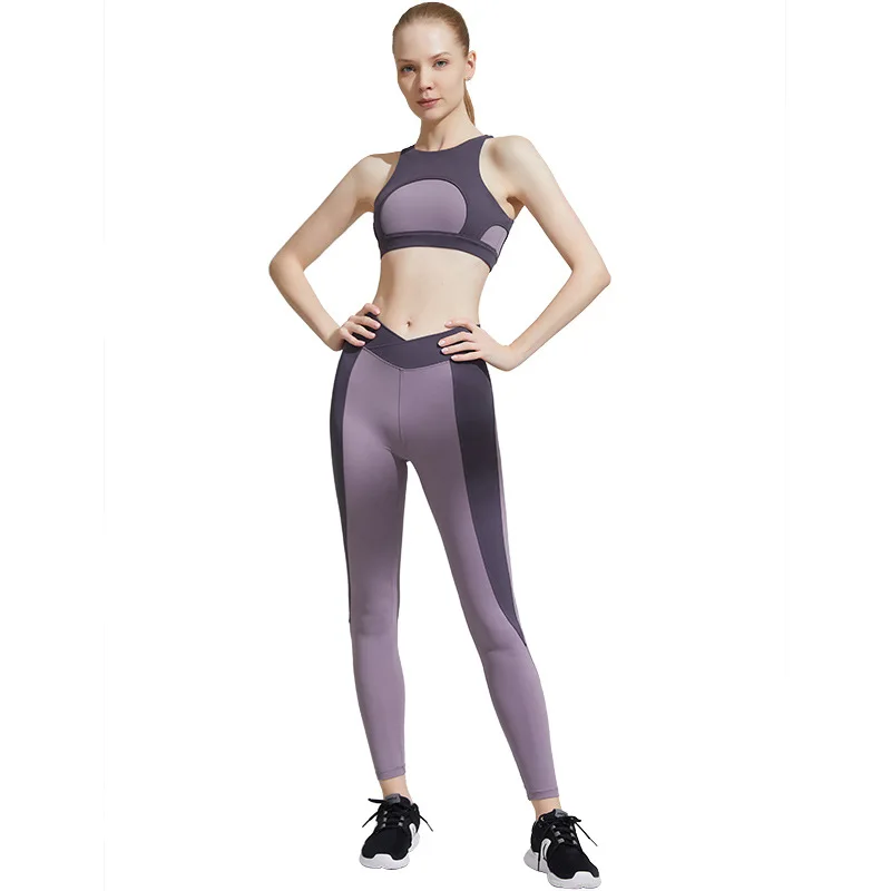 

2PCS Sports Suits Women Seamless Yoga Sets Running Fitness Gym Pants High Waist Straps Sport Leggings High Elasticity Bra Pants