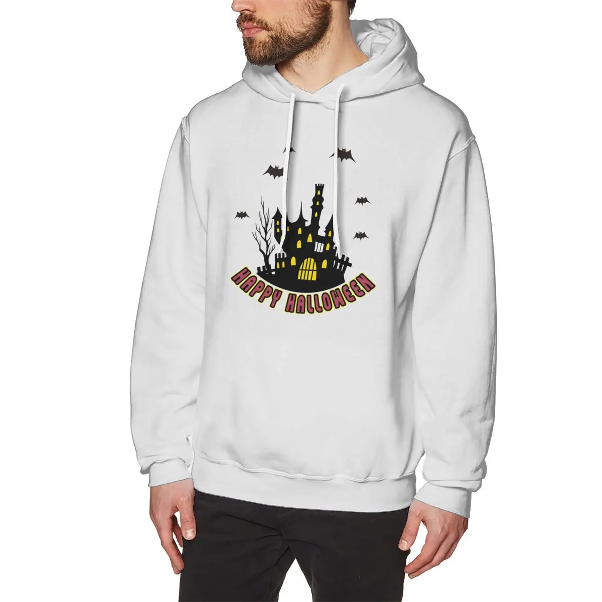 

Vintage Hoodie Men's Halloween Cotton Hooded Sweatshirt Gray Hooded Tops