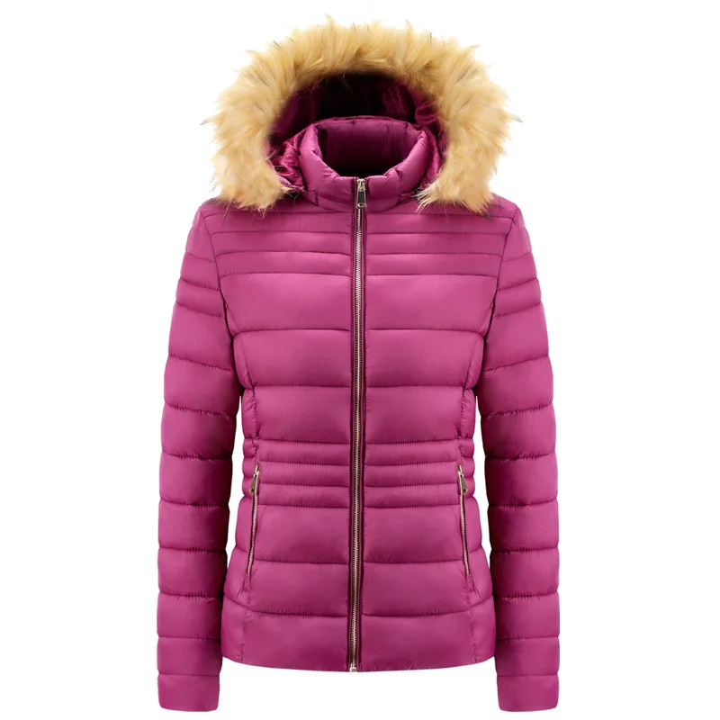 Women's Cotton-padded Clothes To Keep Warm 2022 New Slim Fashion Striped Pure Color Down Cotton Elegant Ladies Jacket