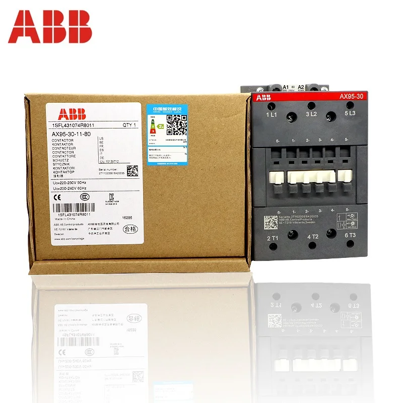 Замыкатели ABB 3-ploe серии AX 1NC и 1NO 50 Гц/60 Гц, 24 В ~ 440 В, 95 а, AX95-30-11