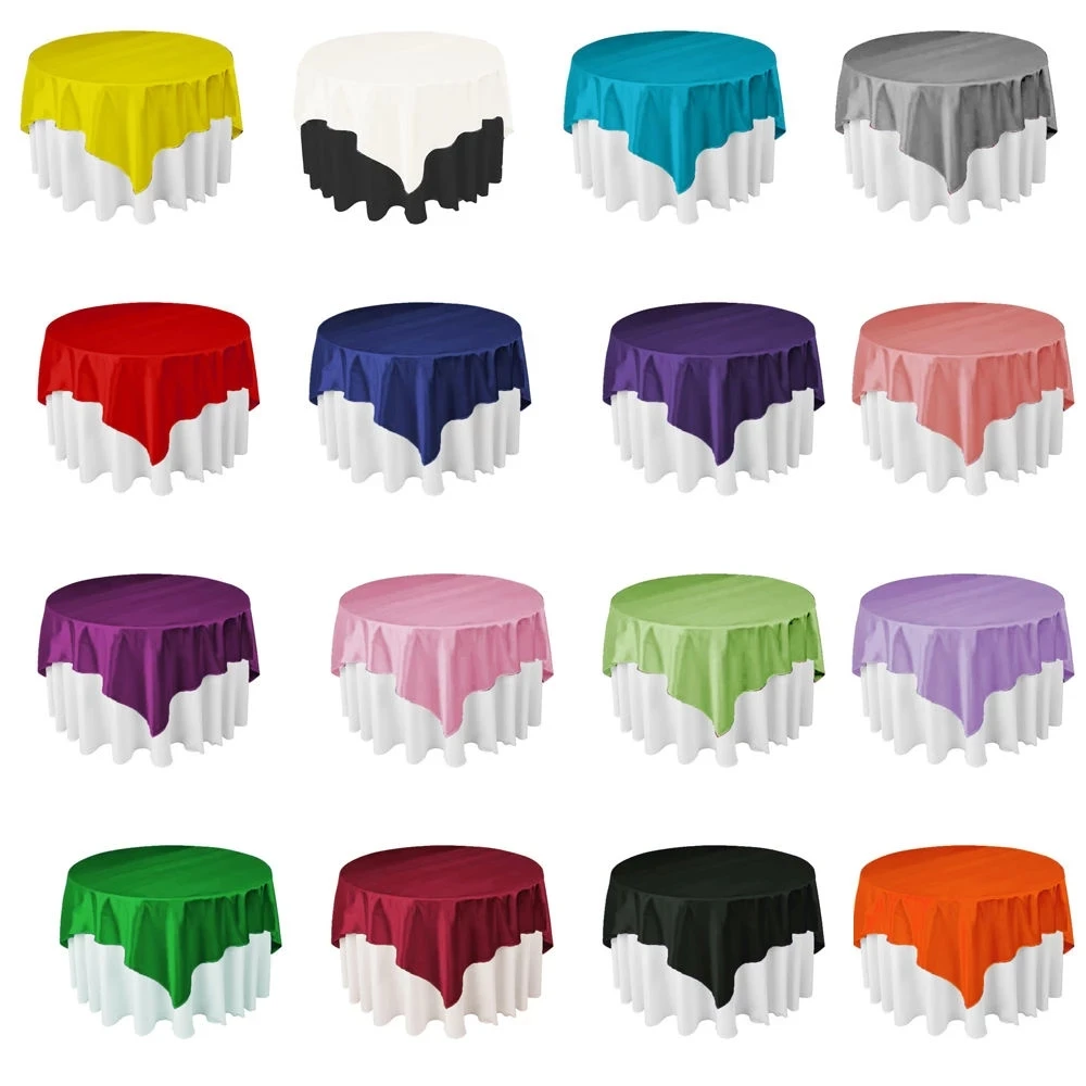 

Satin Table Cloth On The Table Square Smooth Dinner Table Cover Birthday Weddings Decoration Banquet Restaurant Festival Supply