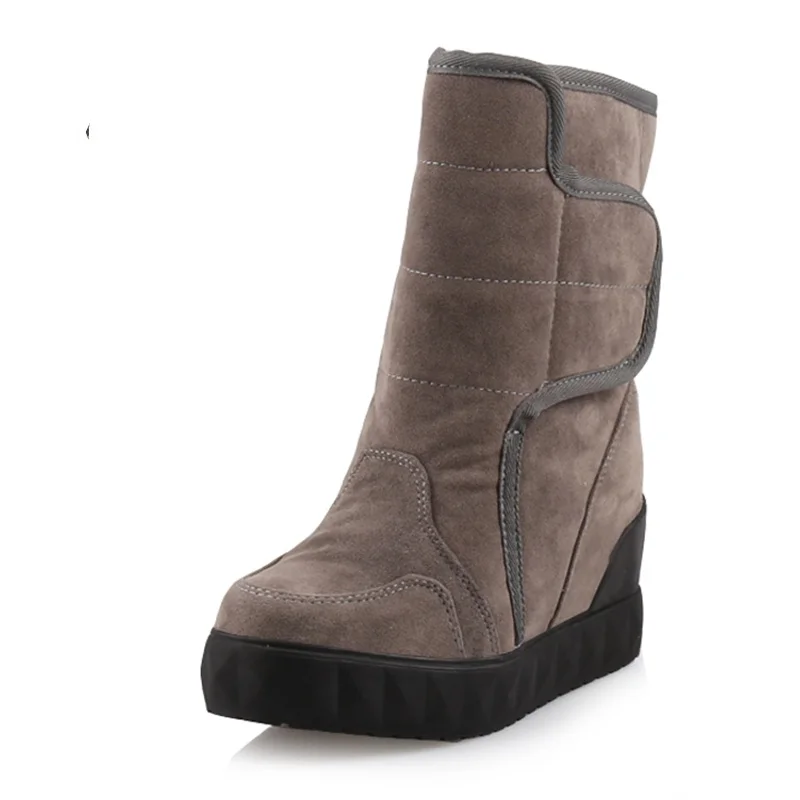 

Autumn/Winter Velcro Snow Boots Women's Plus Velvet Inner Height Increase 12CM Cotton Boots Thick-soled Slope Heel Elevator Boot