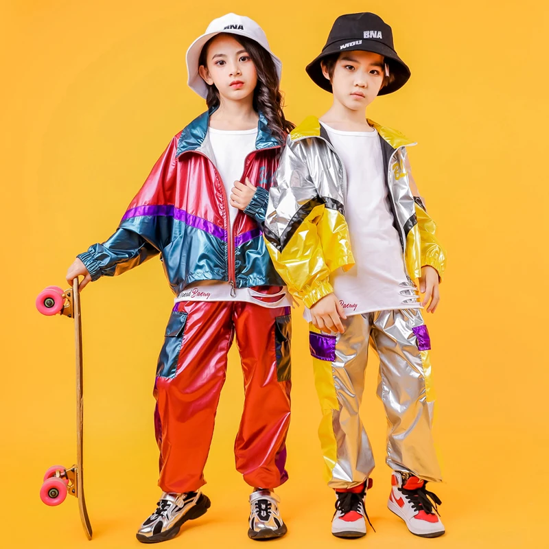 

Children Sequined Hip Hop Dancing Clothing Jacket Top Crop Coat Running Casual Pants for Girl Jazz Dance Costume Clothes Wear