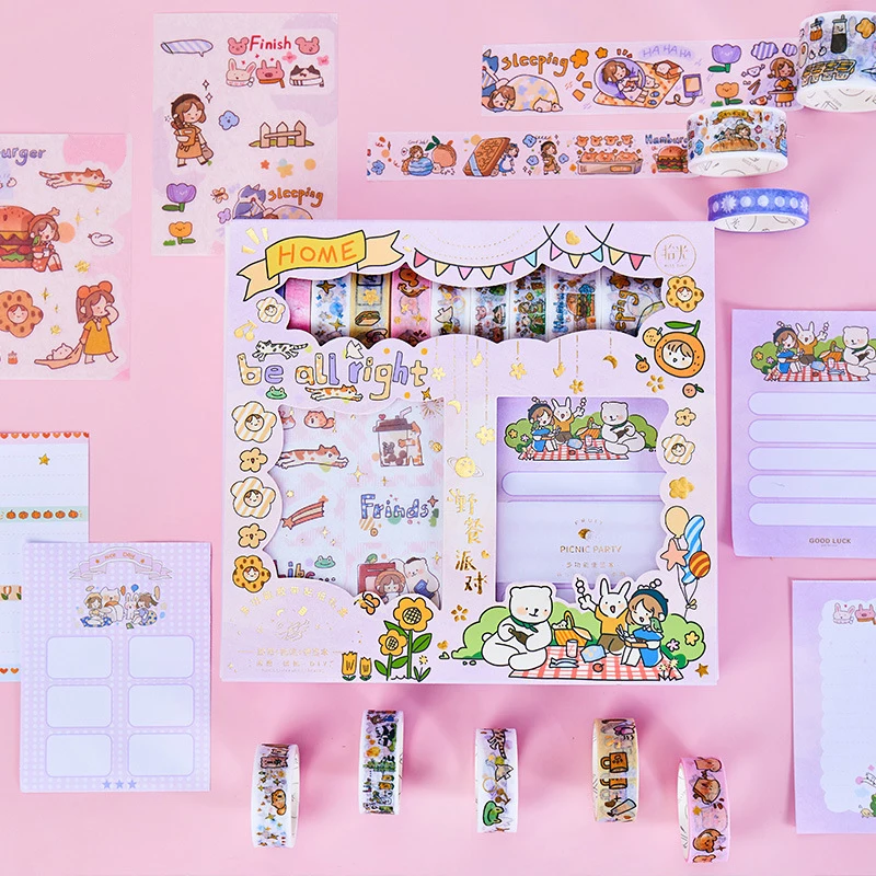 

Набор стикеров для горячего тиснения, клейкая лента для маскировки DIY, клейкие наклейки с лентами