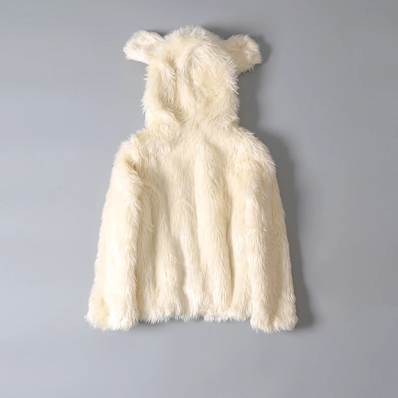 GOPLUS Корея зимнее теплое пальто с искусственным мехом для маленьких белого цвета