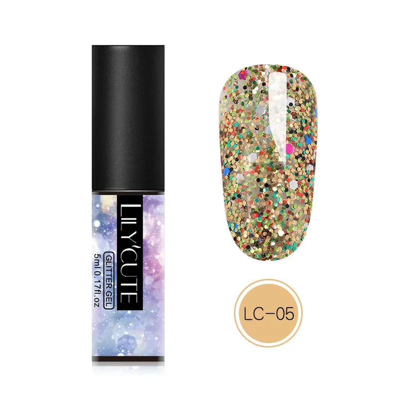 glitter 05 LILYCUTE блестки Гель-лак для ногтей замочить от ногтей УФ светодиодный Блеск Гель-лак для маникюра инструмент для дизайна - Цвет: glitter 05