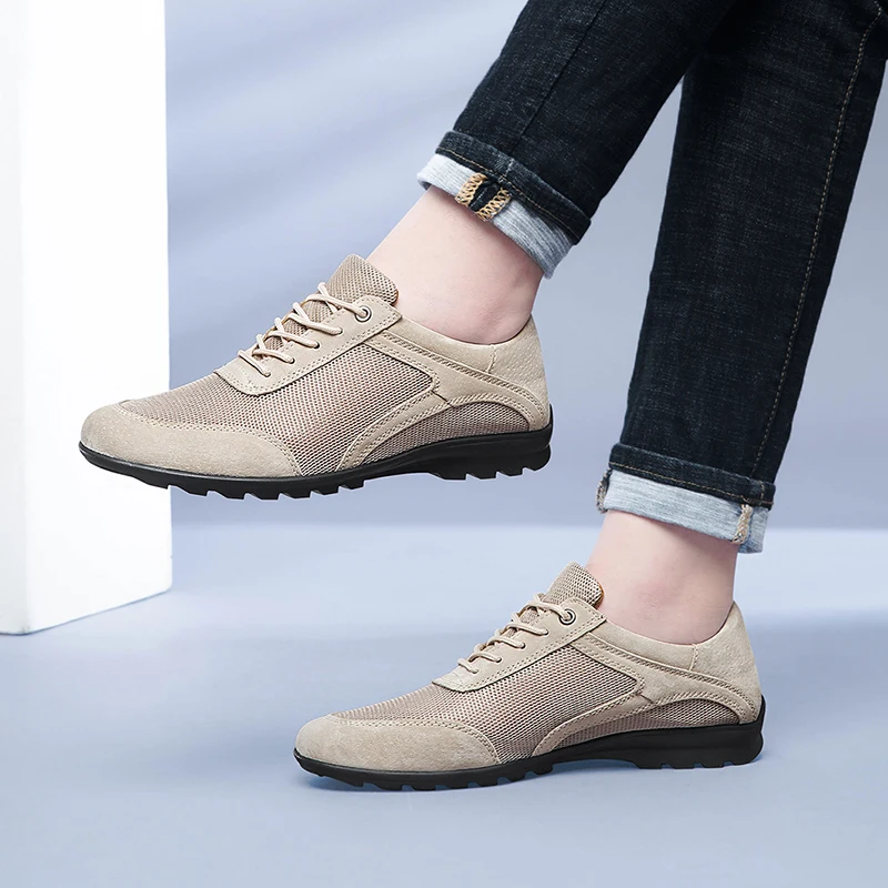 

2021 летние мужские Британский стиль обувь светильник Обувь с дышащей сеткой; Туфли на плоской подошве; Уличная модная повседневная обувь для...