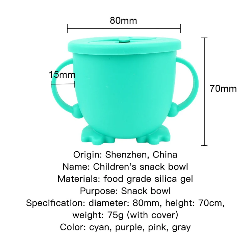 

1 Pc Food Storage Box Silicone Baby Snack Cup Portable Dried Fruit Snack Appetizer Container Cup With Silicone Soft Lid