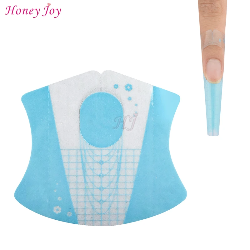 

100pcs Oval Reuse Strong Plastic Horseshoe Shape Self-Adhesive Nail Form for Acrylic/UV Gel Tip Nail Extension Nail Art Tool